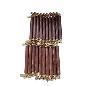 Turnstyle Design Gold Plated Brass 5" Leather Stitched Handles